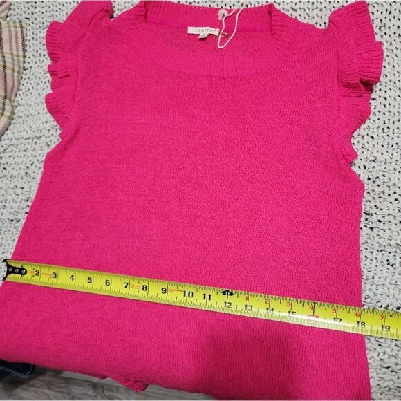 Jodifl pink knit top Ruffle Sleeves Sz Small - Picture 8 of 10